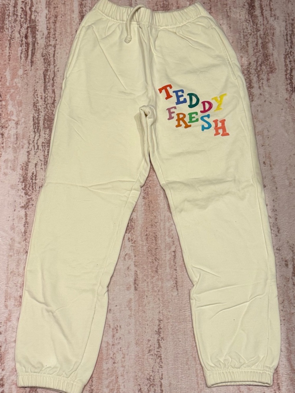 Teddy Fresh Cream Sweatpants with Multicolor Logo